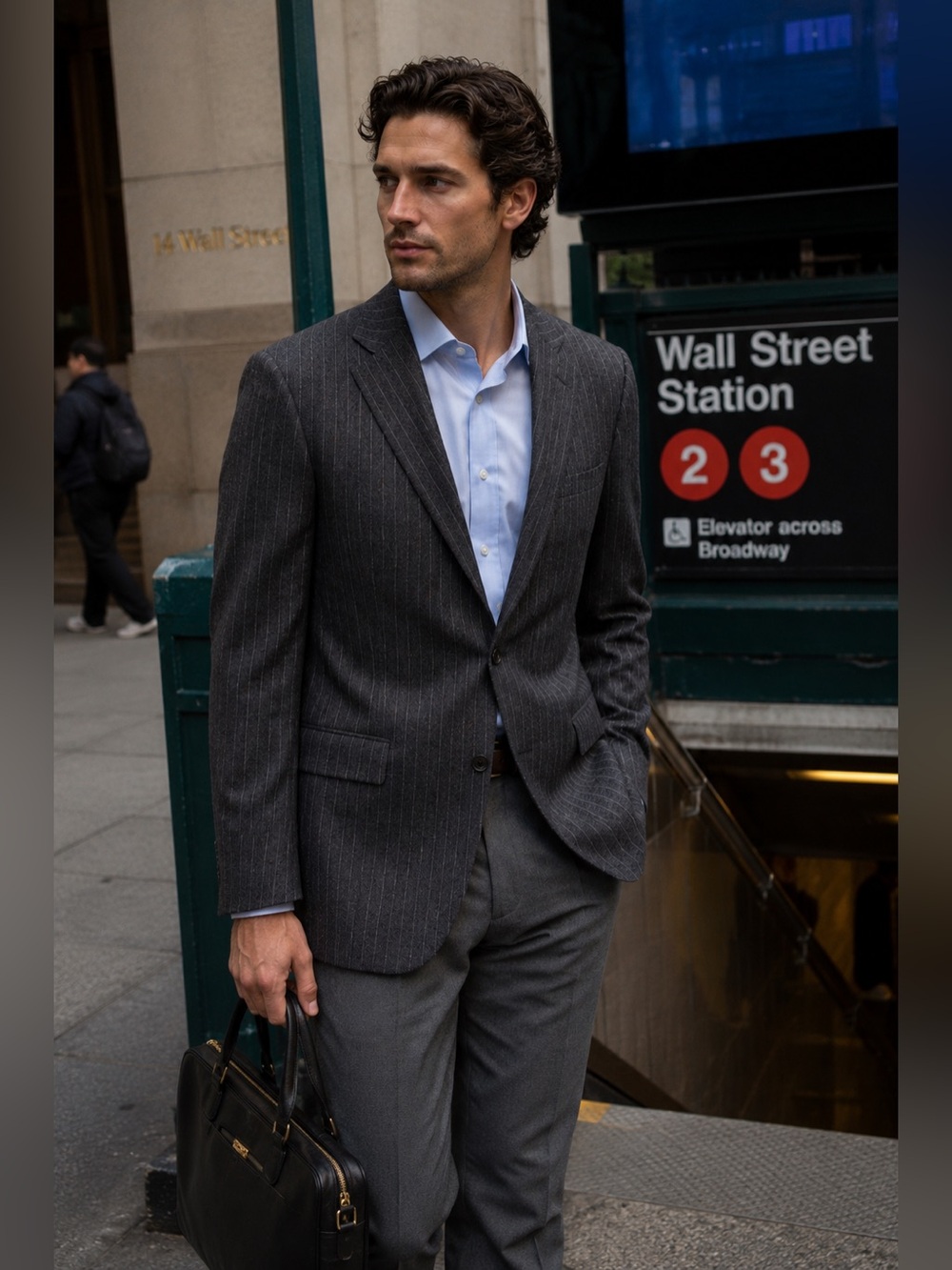 Brooks Brothers 1818 Regent Gray Pinstripe Wool Blazer Men’s 42L